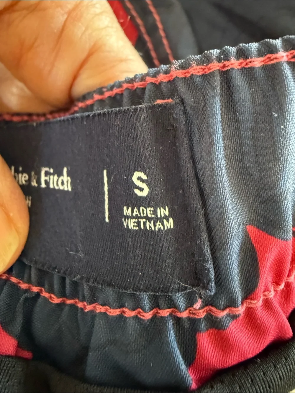 Abercrombie & Fitch Red and Navy Floral Swim Trunks